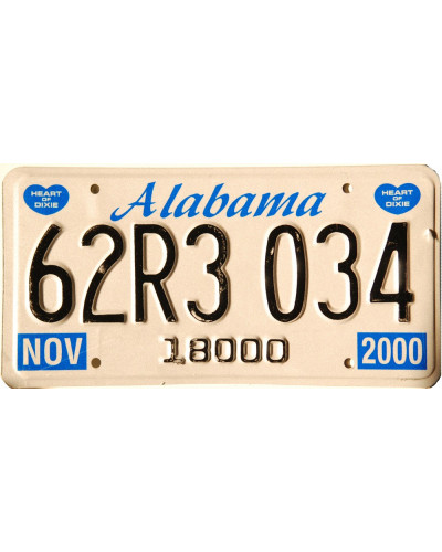 Americká SPZ Alabama Blue Heart