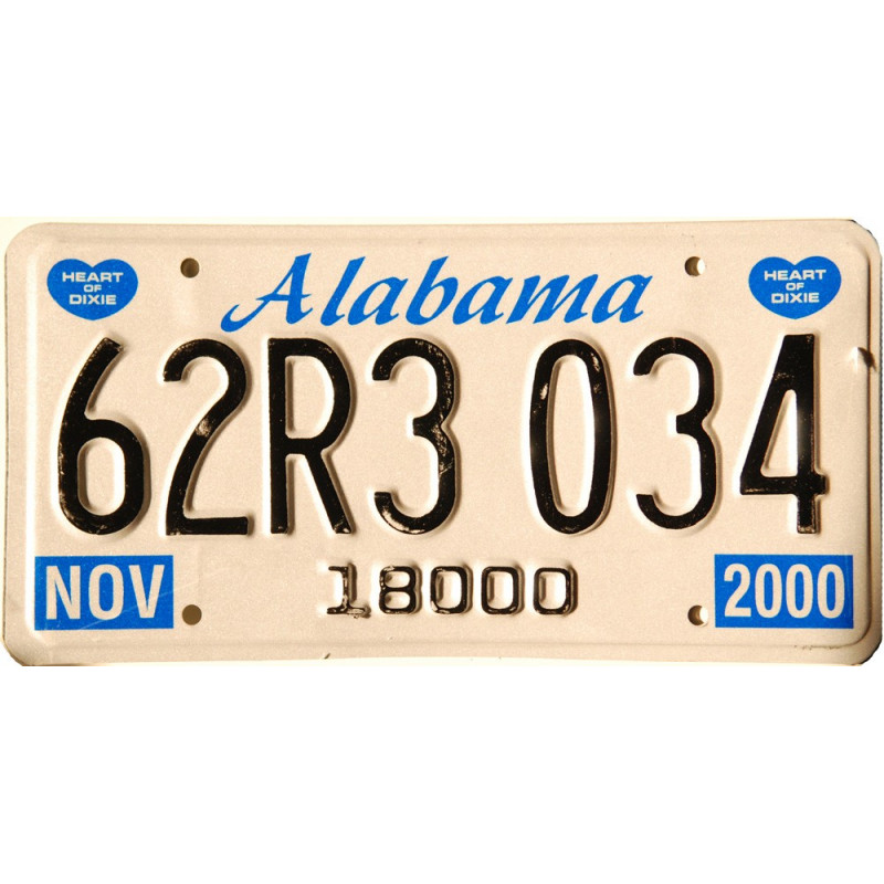 Americká SPZ Alabama Blue Heart Americká SPZ Alabama Blue Heart