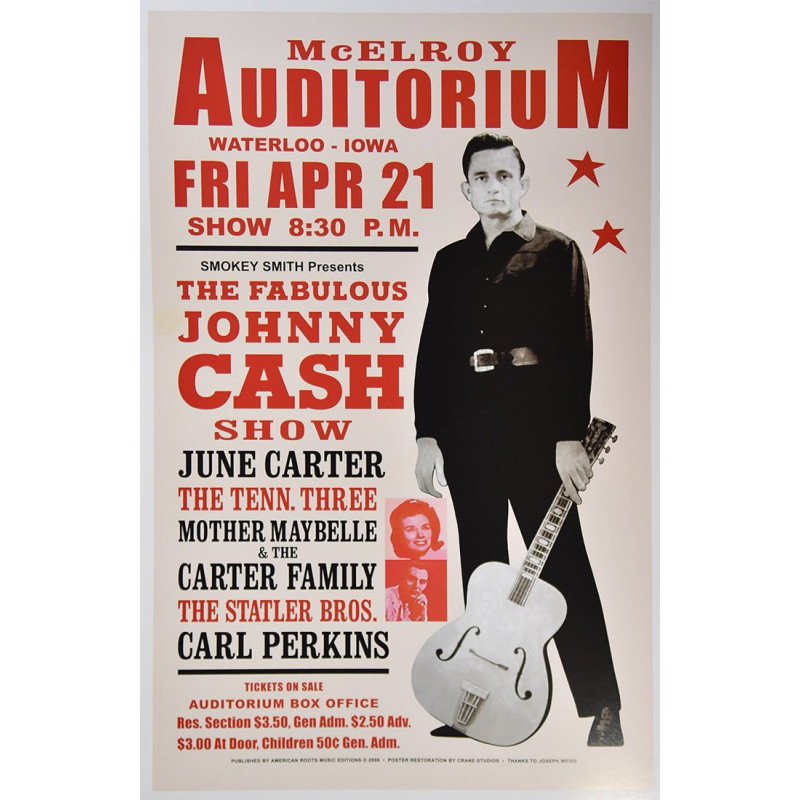 Koncertní plakát Johnny Cash, Waterloo Iowa 1967