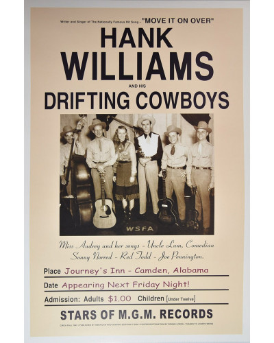 Koncertní plakát Hank Williams, Alabama, 1947