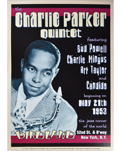 Koncertní plakát Charlie Parker Quintet, Birdland in NYC,1953