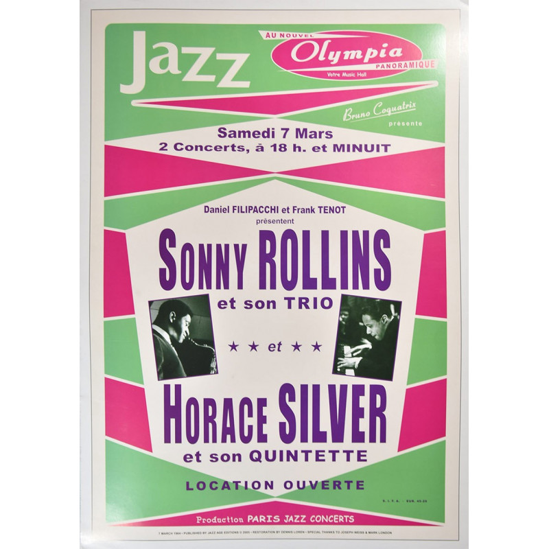 Koncertní plakát Sonny Rolins + H.Silver, Paris 1964
