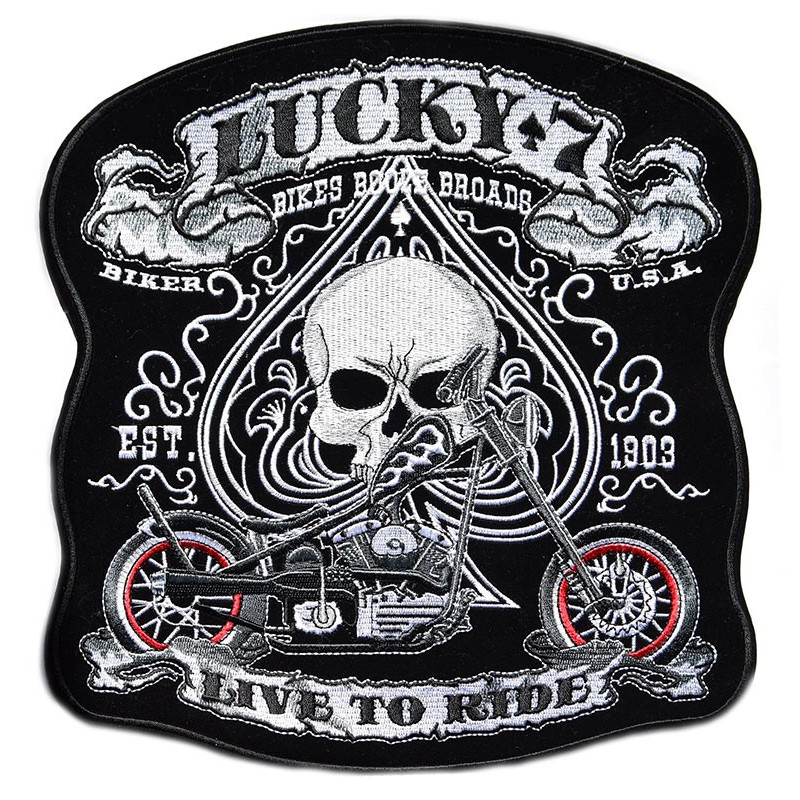 Moto nášivka Lucky 7 Live to Ride XXL na záda