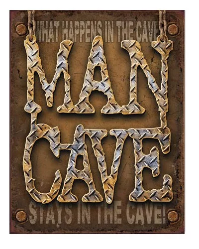 Plechová cedule Man Cave - Diamond Plate 40 cm x 32 cm