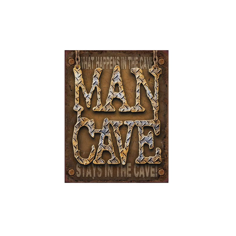 Plechová cedule Man Cave - Diamond Plate 40 cm x 32 cm