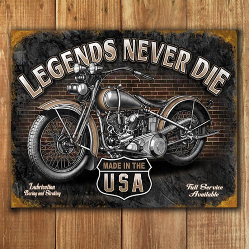 Plechová cedule Legends Never Die 40 cm x 32 cm p Plechová cedule Legends Never Die 40 cm x 32 cm p