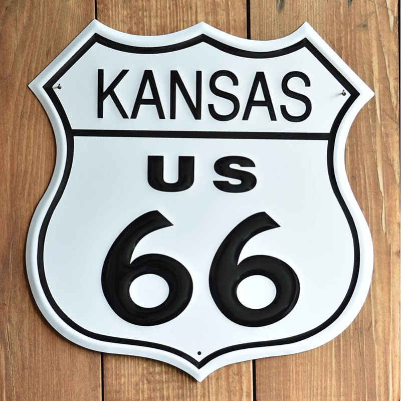Plechová cedule Route 66 Kansas Shield 27 cm x 27 cm p Plechová cedule Route 66 Kansas Shield 27 cm x 27 cm p