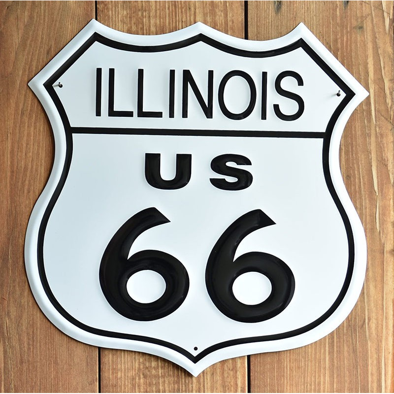 Plechová cedule Route 66 Illinois Shield 27 cm x 27 cm p Plechová cedule Route 66 Illinois Shield 27 cm x 27 cm p