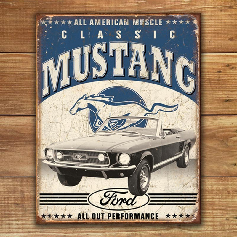 Plechová cedule Classic Ford Mustang 40 cm x 32 cm p
