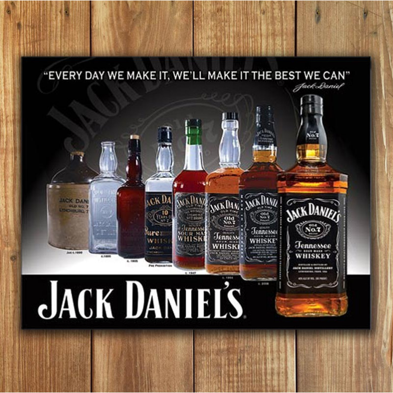 Plechová cedule Jack Daniels - Bottles 32cm x 40cm w Plechová cedule Jack Daniels - Bottles 32cm x 40cm w