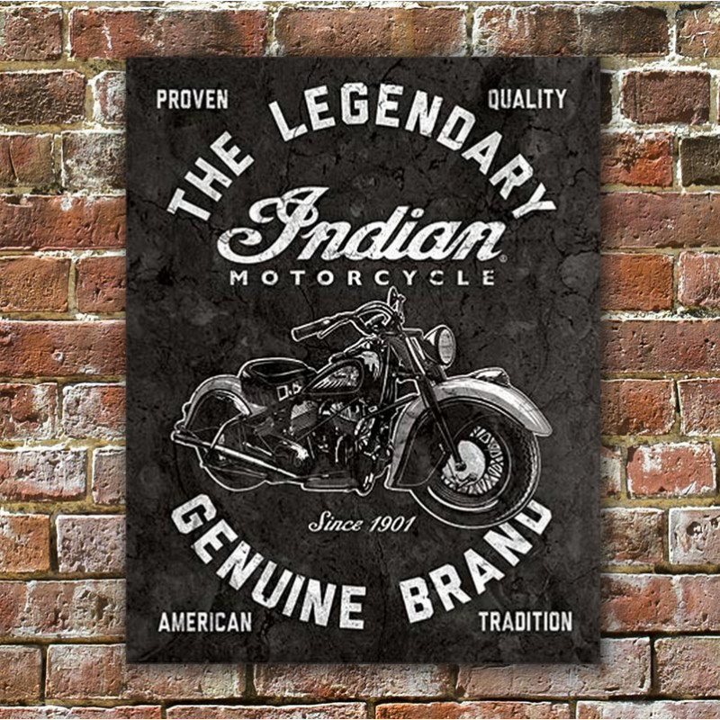 Plechová cedule Indian Motorcycles - Legendary 40 cm x 32 cm w Plechová cedule Indian Motorcycles - Legendary 40 cm x 32 cm w
