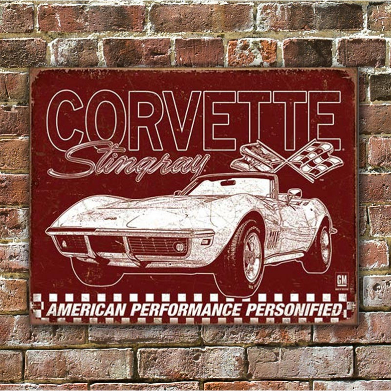 Plechová cedule Corvette - 69 StingRay 40 cm x 32 cm w Plechová cedule Corvette - 69 StingRay 40 cm x 32 cm w
