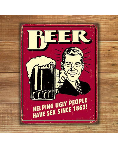 Plechová cedule Beer - Ugly People 40 cm x 32 cm