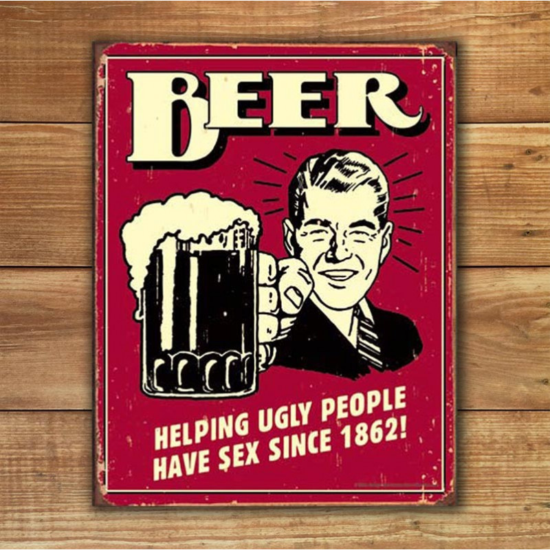 Plechová cedule Beer - Ugly People 40 cm x 32 cm w