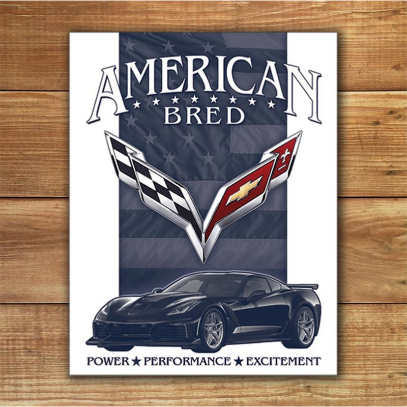 Plechová cedule Corvette - American Bred 40 cm x 32 cm w Plechová cedule Corvette - American Bred 40 cm x 32 cm w