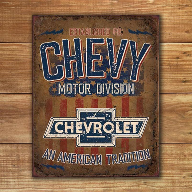 Plechová cedule Chevy - American Tradition 40 cm x 32 cm w