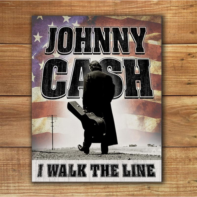 Plechová cedule Johnny Cash - Walk the Line 32cm x 40cm w Plechová cedule Johnny Cash - Walk the Line 32cm x 40cm w