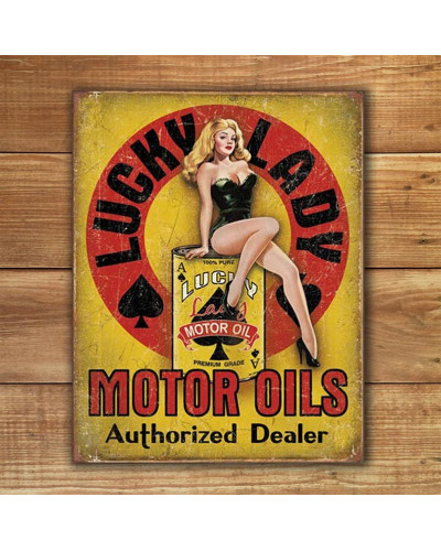 Plechová cedule Lucky Lady Motor Oil 40 cm x 32 cm w