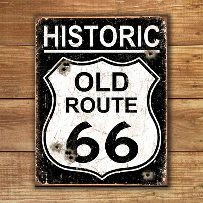 Plechová cedule Old Route 66 - Weathered 40 cm x 32 cm