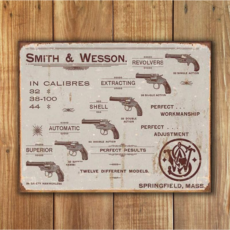 Plechová cedule S&W - Revolvers w Plechová cedule S&W - Revolvers w