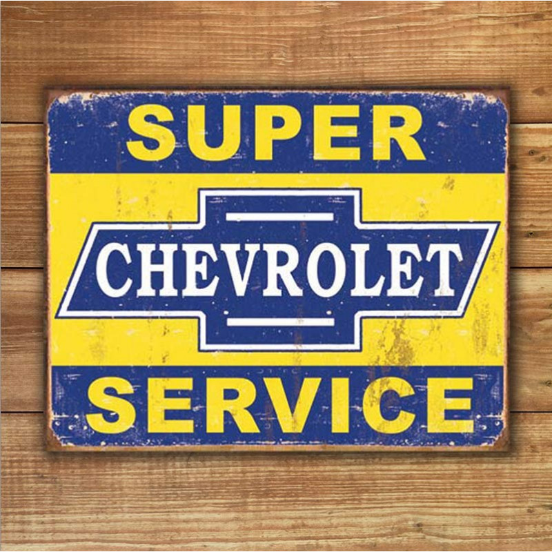 Plechová cedule Super Chevy Service 40 cm x 32 cm w Plechová cedule Super Chevy Service 40 cm x 32 cm w