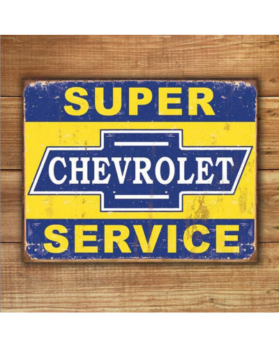 Plechová cedule Super Chevy Service 40 cm x 32 cm w
