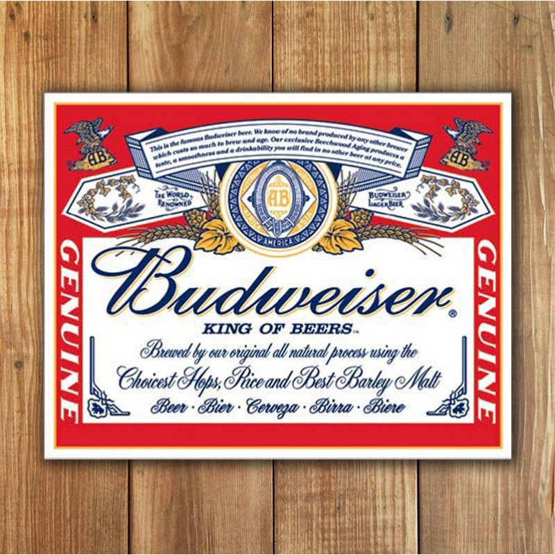 Plechová cedule Budweiser - Label 40 cm x 32 cm w Plechová cedule Budweiser - Label 40 cm x 32 cm w