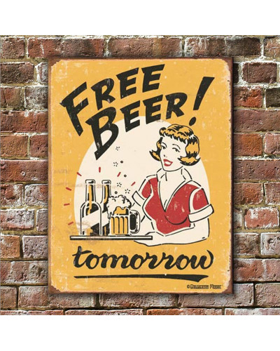 Plechová cedule Moore - Free Beer 40 cm x 32 cm w