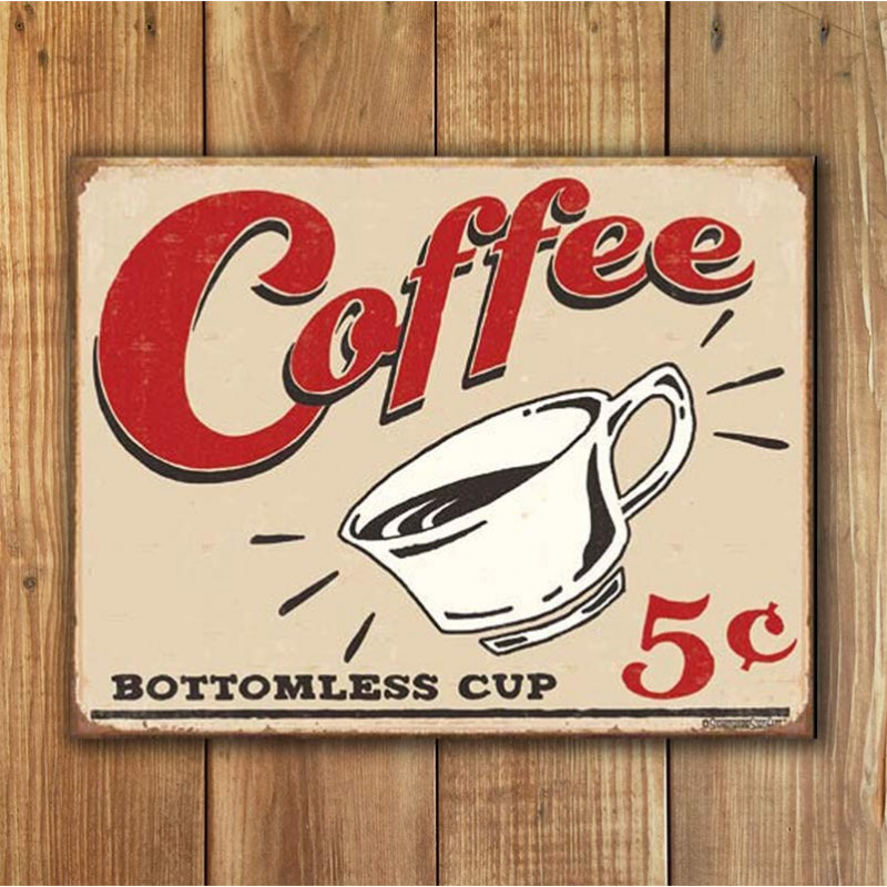 Plechová cedule Schonberg - Coffee 5 cents 40 cm x 32 cm w Plechová cedule Schonberg - Coffee 5 cents 40 cm x 32 cm w