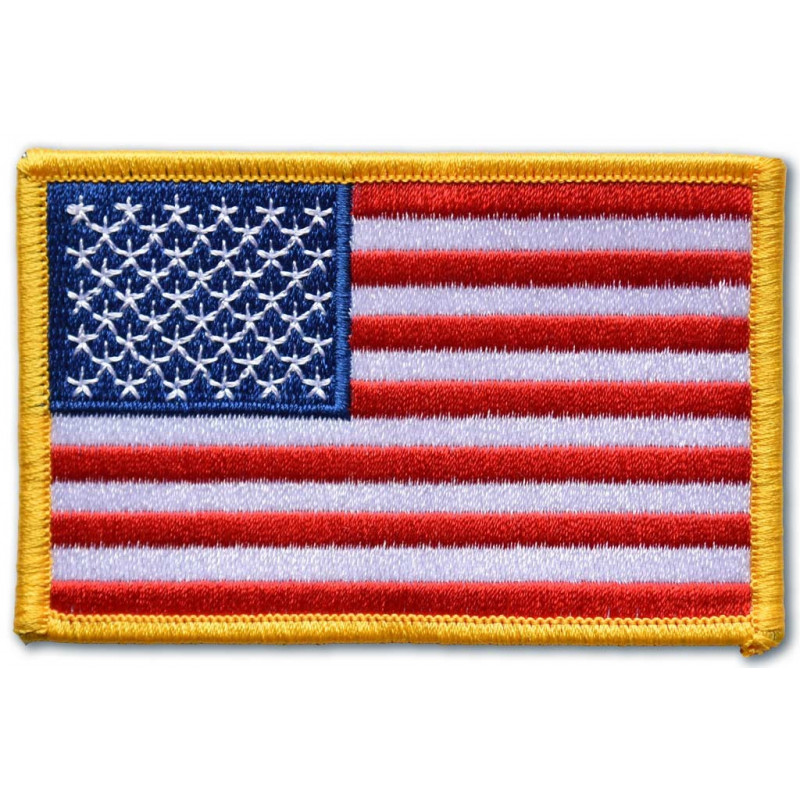 Moto nášivka US flag yellow border 5 cm x 8 cm