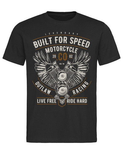 Pánské tričko Built For Speed Motorcycle černé