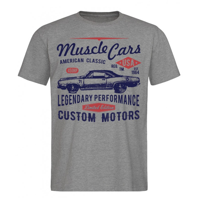 Tričko American Muscle Cars šedé