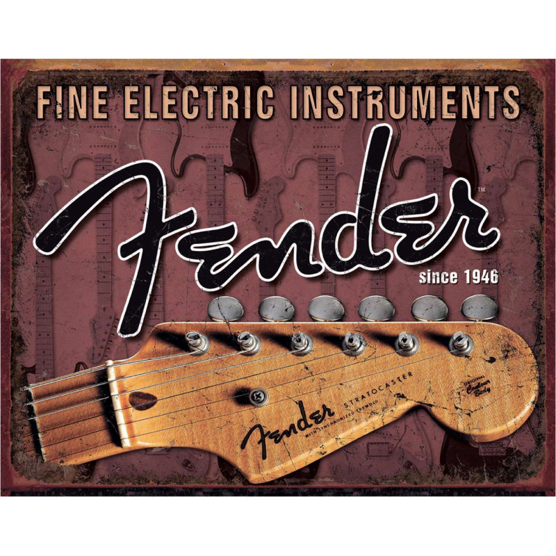 Plechová cedule Fender - Headstock 40 cm x 32 cm