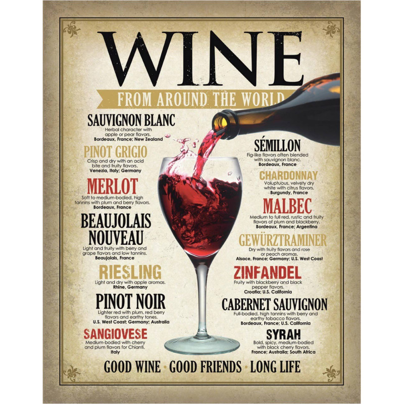 Plechová cedule Wine Around the World 40 cm x 32 cm
