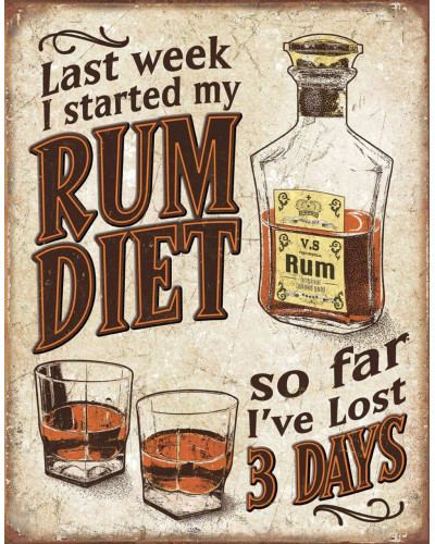 Plechová cedule Rum Diet 32 cm x 40 cm