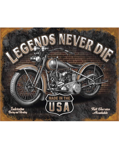 Plechová cedule Legends Never Die 40 cm x 32 cm p