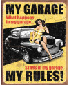 Plechová cedule My Garage My Rules 40 cm x 32 cm b