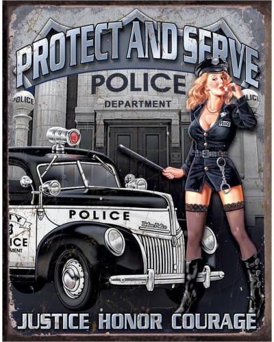 Cedule Police Dept - Protect & Serve 40 cm x 32 cm