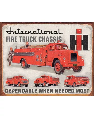 Plechová cedule International Fire Truck Chassis 40 cm x 32 cm