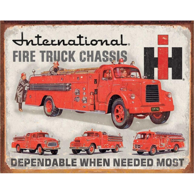 Plechová cedule International Fire Truck Chassis 40 cm x 32 cm