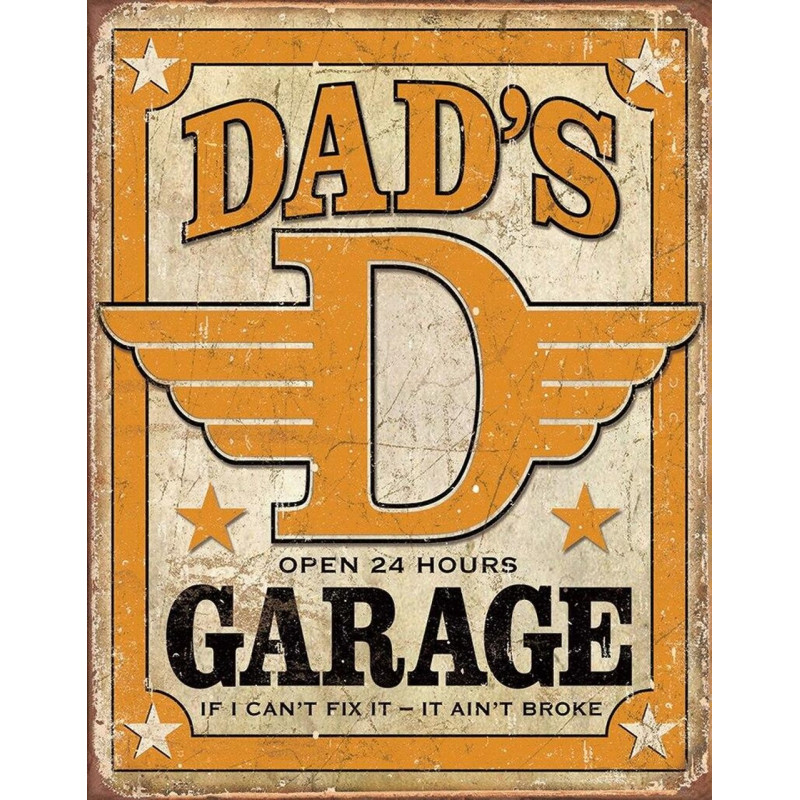 Plechová cedule Dads Garage 40 cm x 32 cm