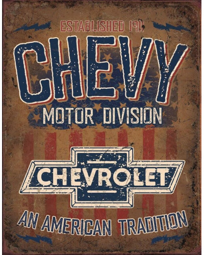 Plechová cedule Chevy - American Tradition  40 cm x 32 cm x