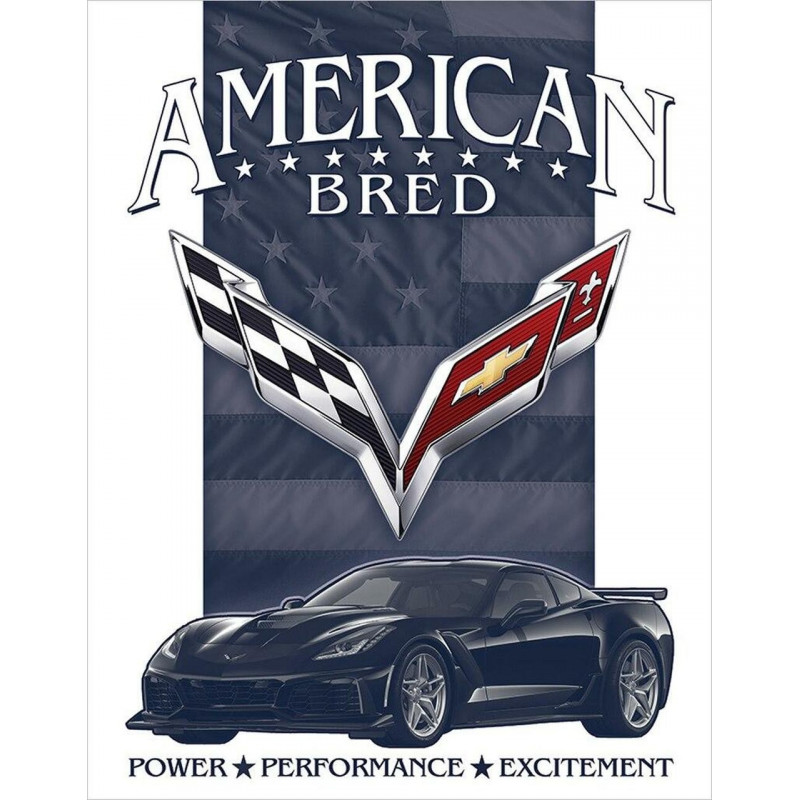 Plechová cedule Corvette - American Bred 40 cm x 32 cm