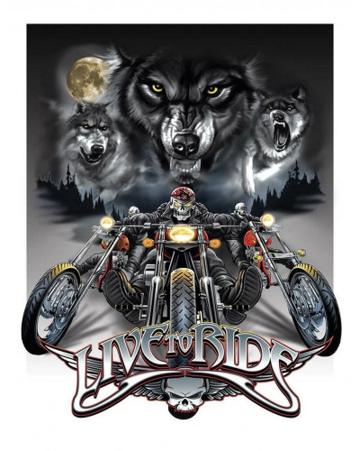 Plechová cedule Live to Ride Wolves 40 cm x 32 cm