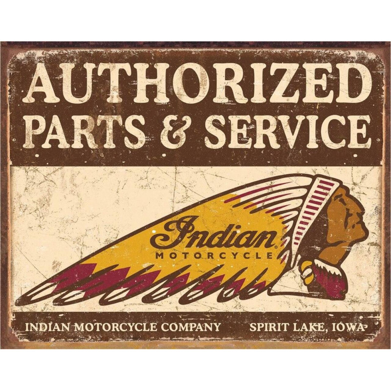 Plechová cedule Authorized Indian Parts and Service 40 cm x 32 cm