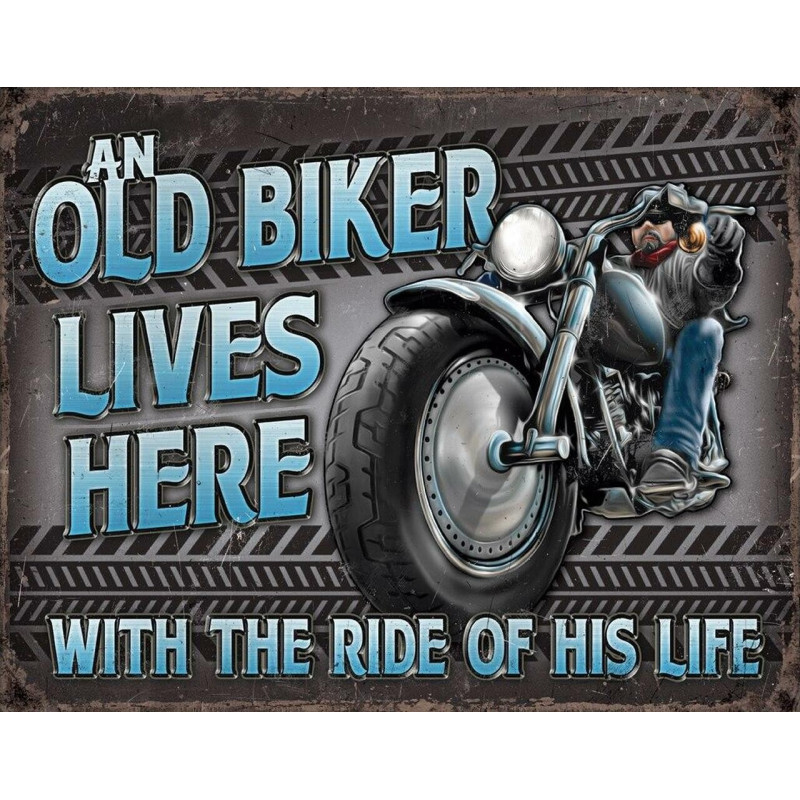 Plechová cedule Old Biker - Ride 40 cm x 32 cm