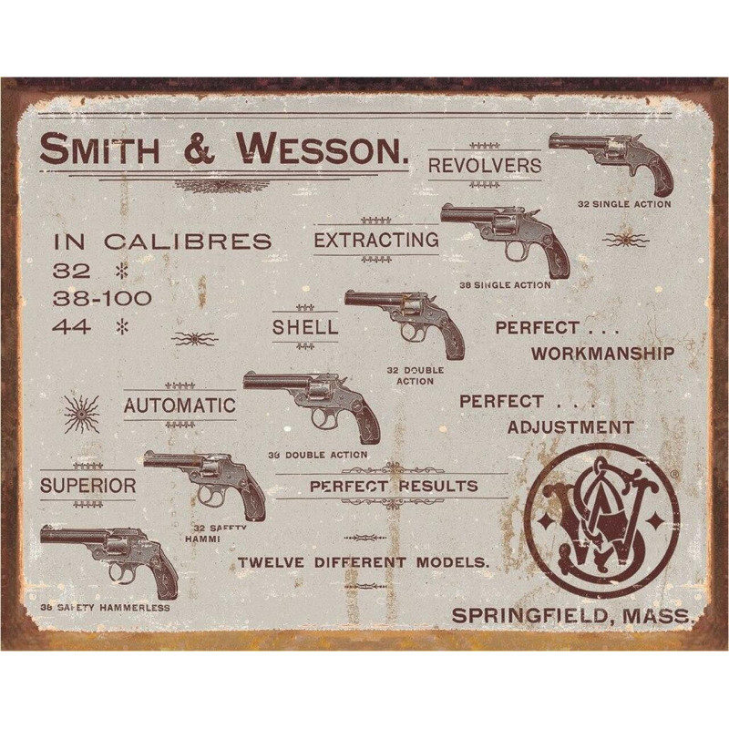 Plechová cedule S&W - Revolvers