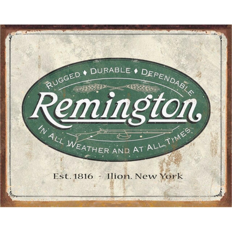Plechová cedule Remington - Weathered Logo 40 cm x 32 cm