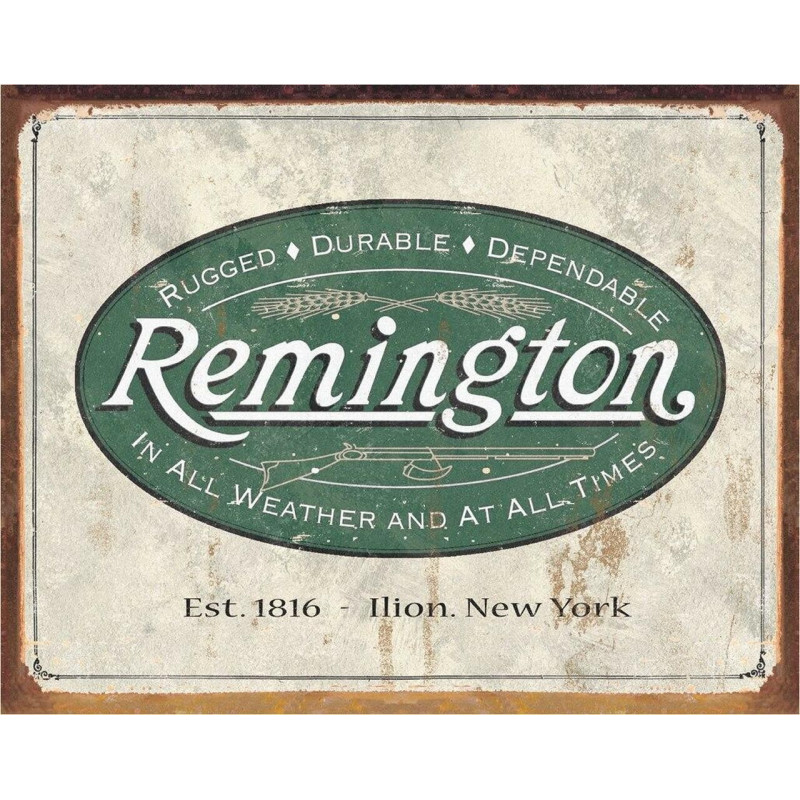 Plechová cedule Remington - Weathered Logo 40 cm x 32 cm