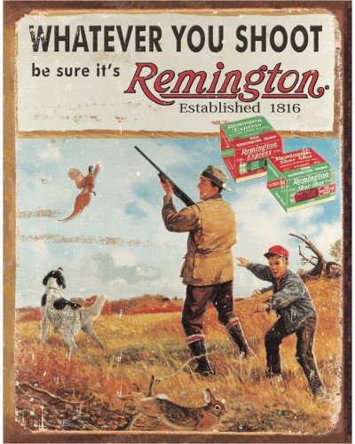 Plechová retro cedule REMINGTON - Whatever You 32 cm x 40 cm